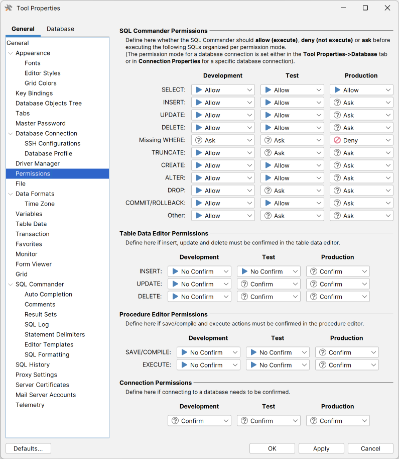 DbVisualizer Read Only Setting