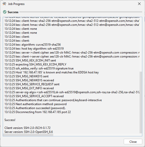 Testing SSH configuration