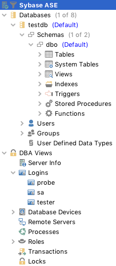 DbVisualizer objects tree definition