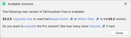 DbVisualizer update dialog