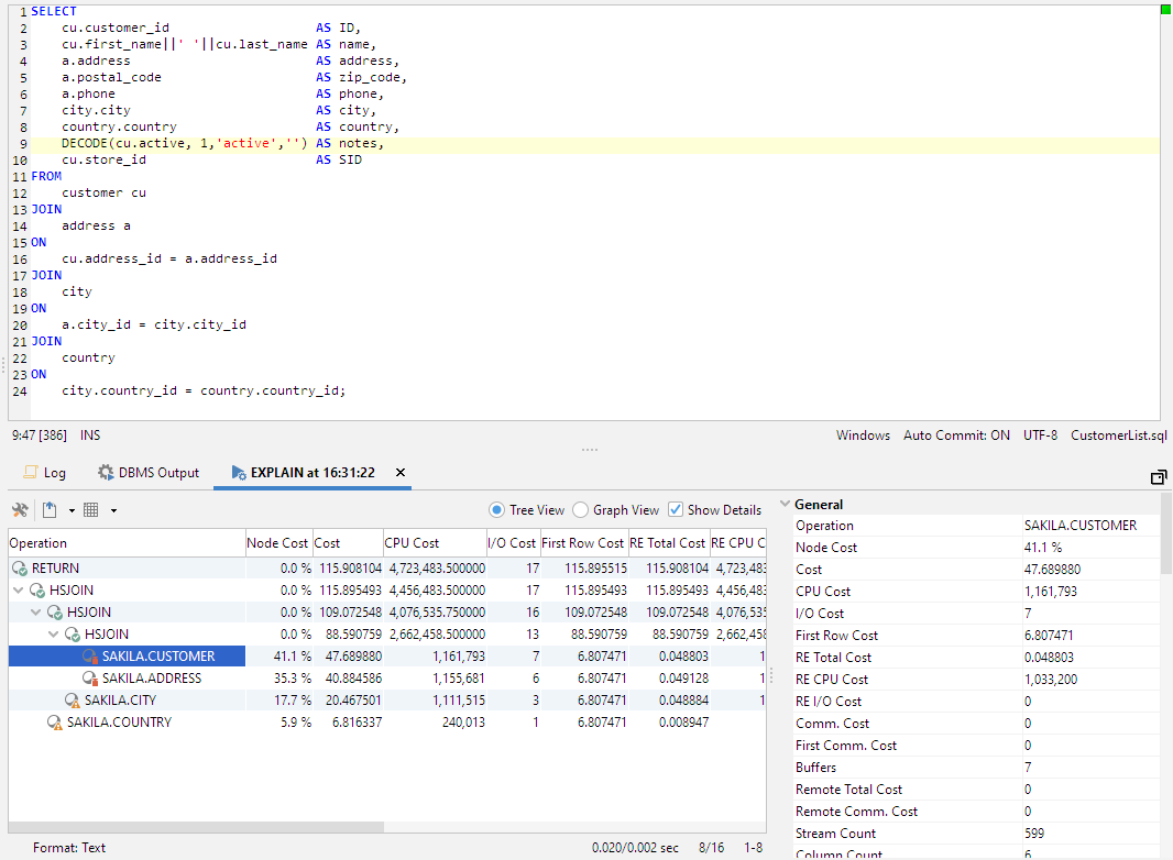 Explain Plan result in a tree view format
