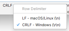 Screenshot showing how SQL editor handles row delimiter