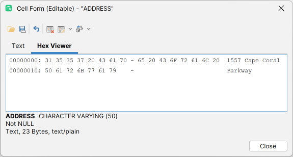 Example of HEX viewer