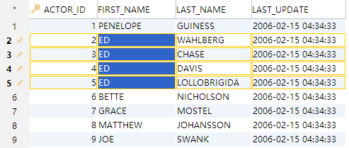 Pasting into single column target selection