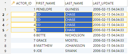 Pasting and filling the target selection