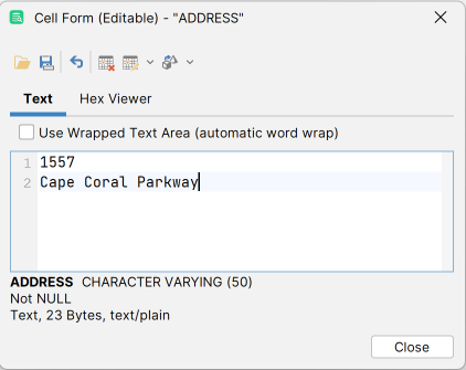 Example of text editor
