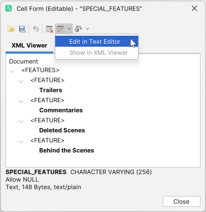 Example of XML viewer