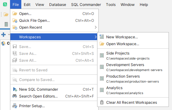 Workspace Menu
