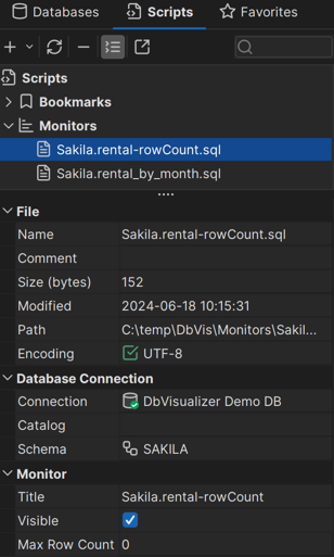 DbVisualizer Row Count Monitor Screenshot