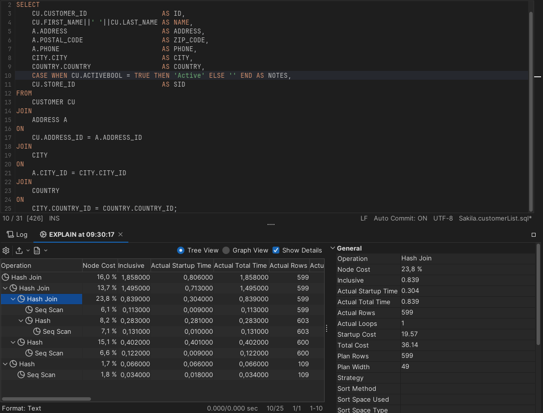 Explain Plan result in a tree view format