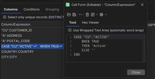 Adding custom expressions in Query Builder