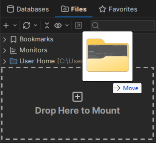 Mounting a folder in the Files tab