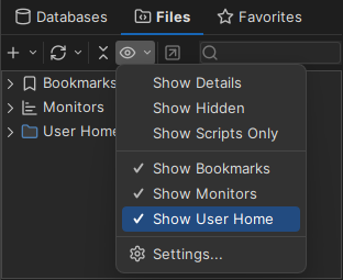 Pre-mounted folders in DbVisualizer