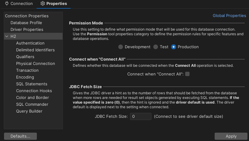DbVisualizer Permission Mode