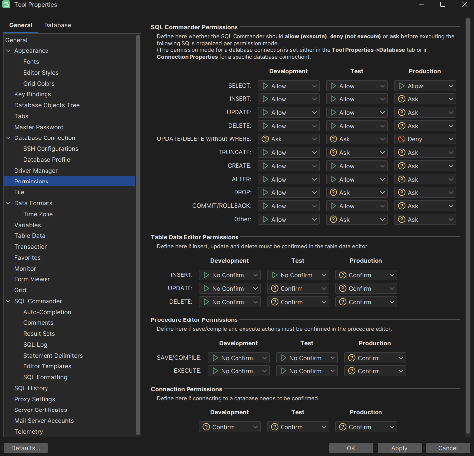DbVisualizer Read Only Setting