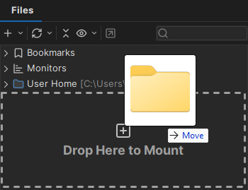 Mounting a folder in the Files tab