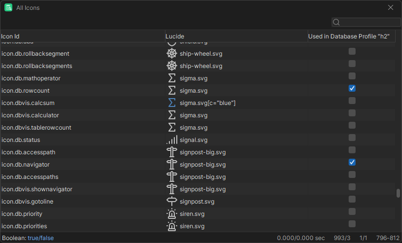 Example of the DataBase Profile Utilities user interface