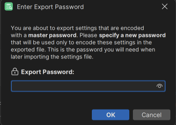 Entering export password in DbVisualizer