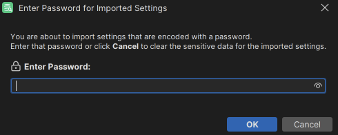 Entering import password in DbVisualizer