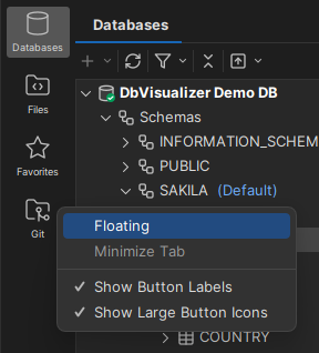 Undock a sidebar panel