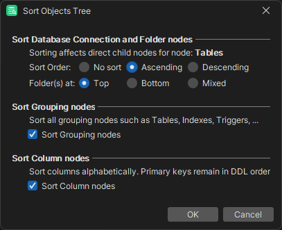 Screenshot of DbVisualizer Database Tab