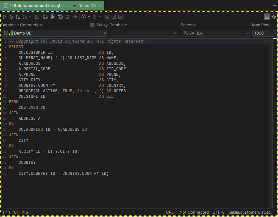 User interface showing tab colors and borders