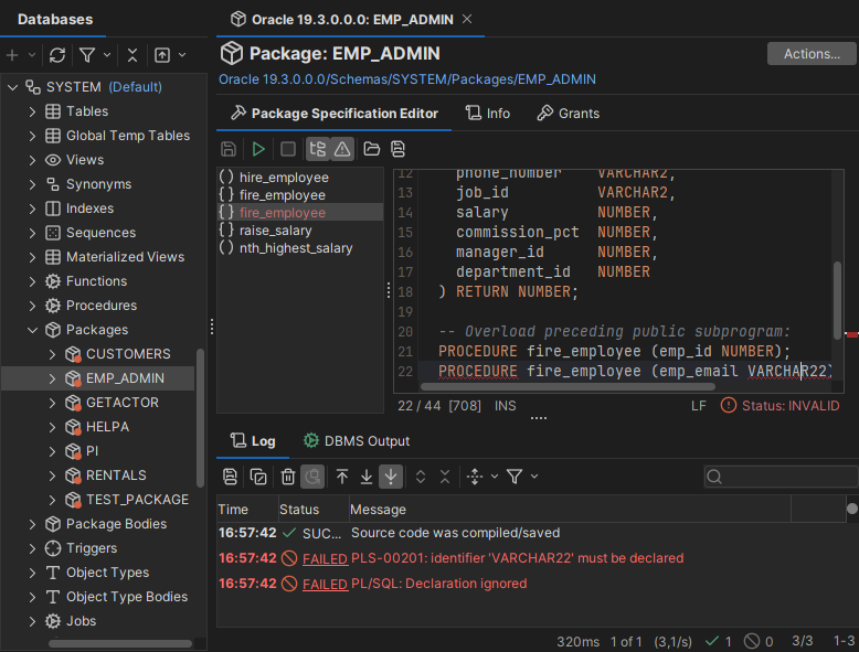 Screenshot of the procedure editor interface