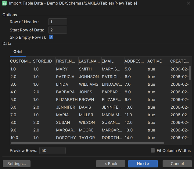 Screenshot of the Excel Format Page in DbVisualizer