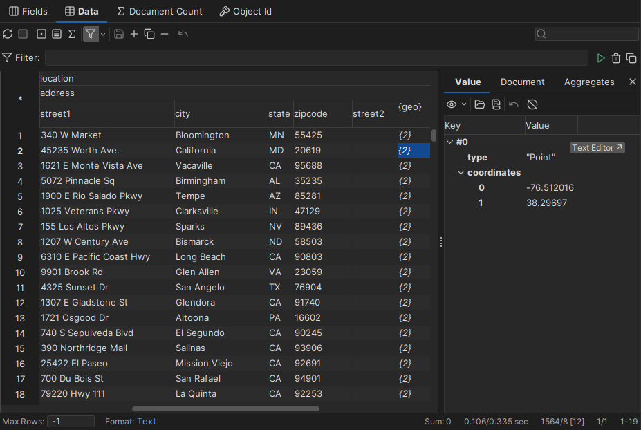 Value viewer shows the expanded value