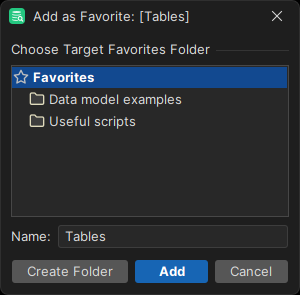 Add to Favorites option in the menu