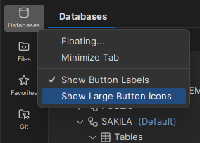 Sidebar with small icons
