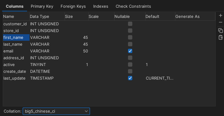 declaration of a collation for textual data