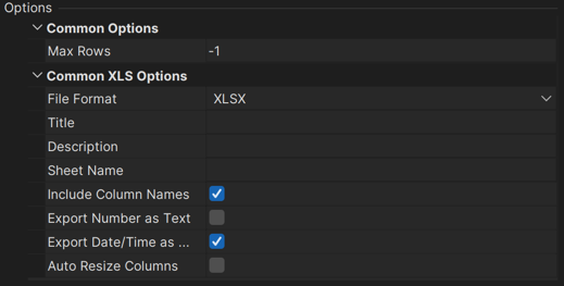 options for Excel