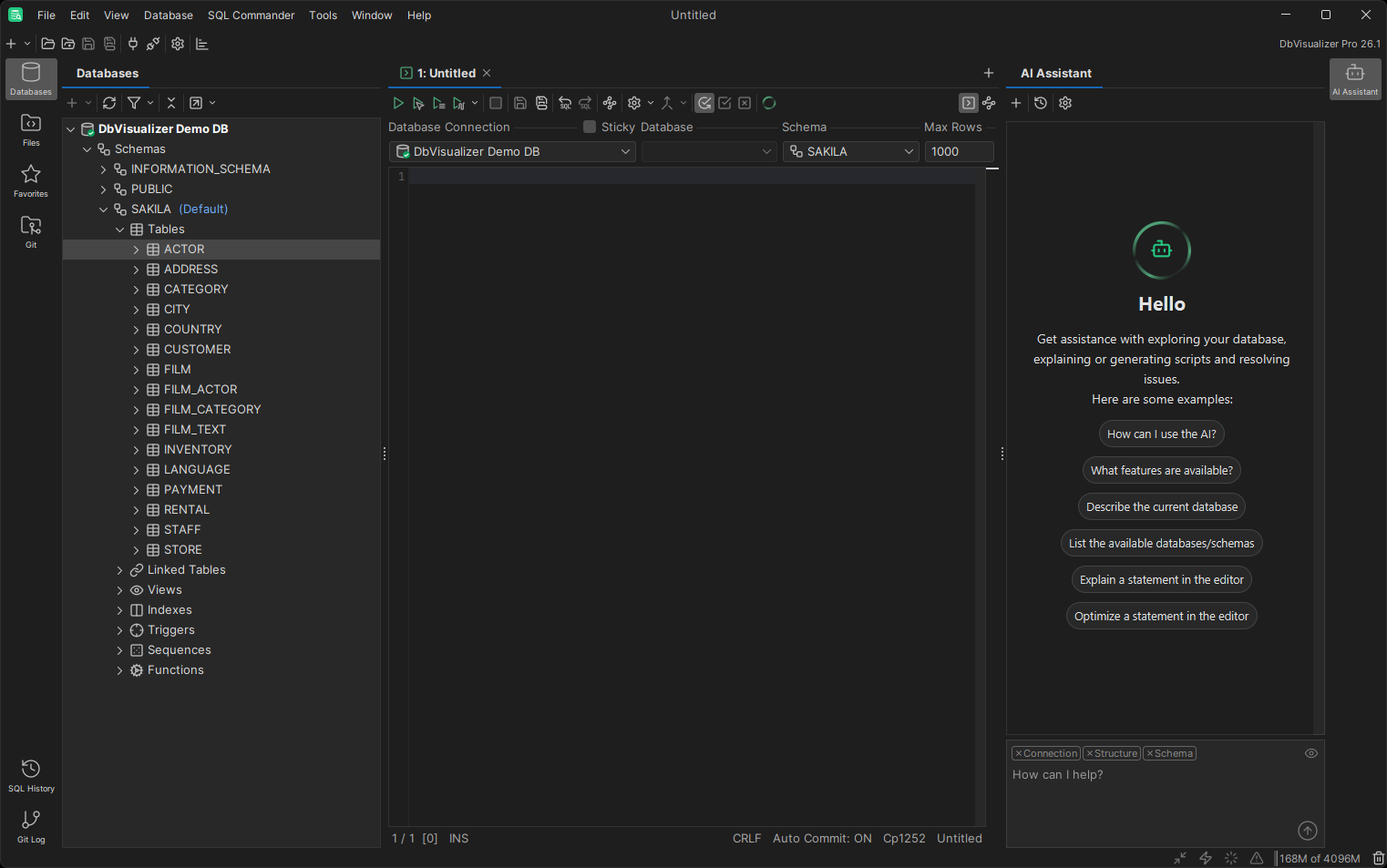 AI Assistant in the main application window