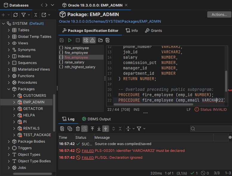 Screenshot of the procedure editor interface