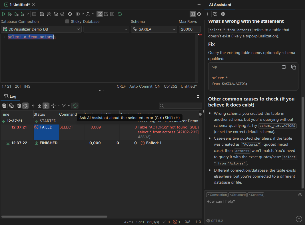 Fix errors using AI Assistant