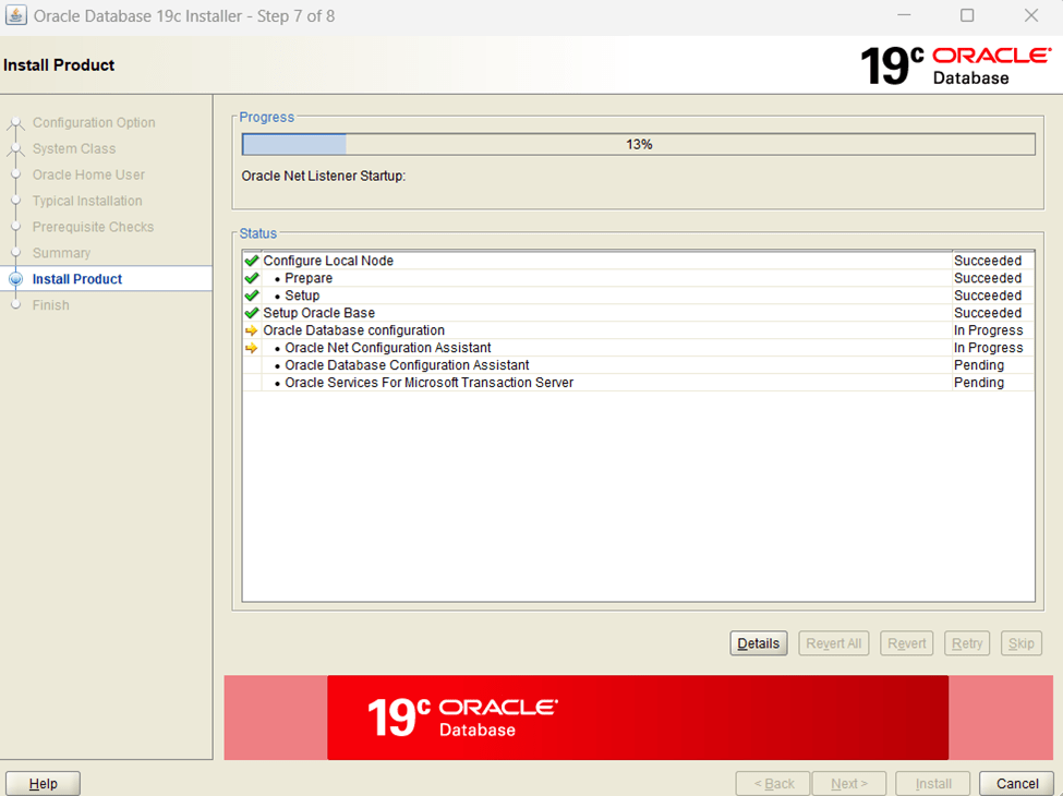 Oracle is installing.