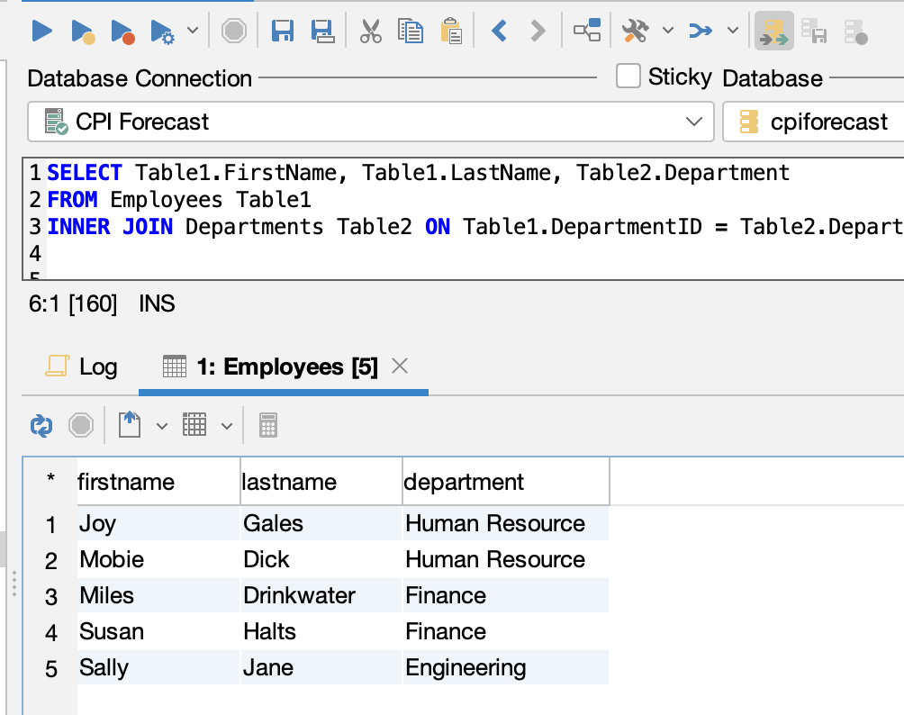 Query Output in DbVisualizer.