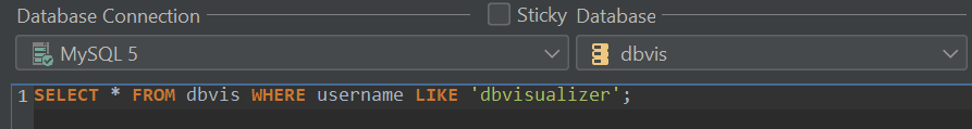 A LIKE query in DbVisualizer.