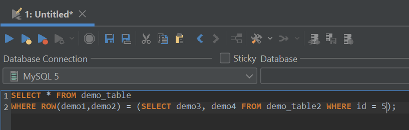 Row subqueries within DbVisualizer