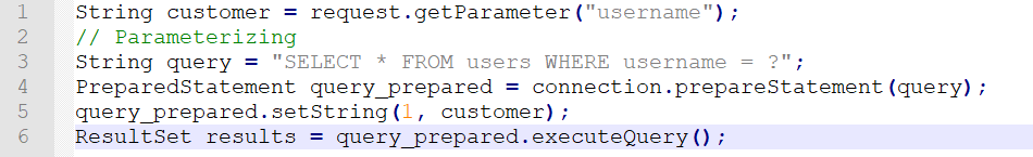 A Parameterized Query in Java.