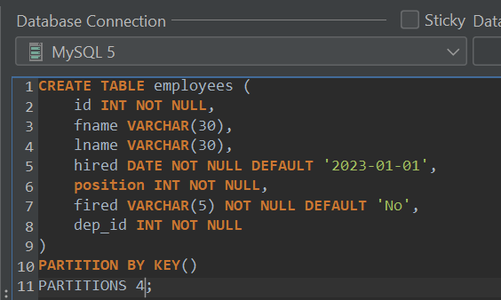 Partitioning by KEY.