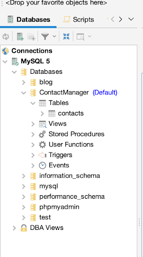 The database tree.