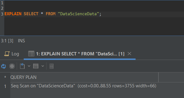 An EXPLAIN SELECT Query in DbVisualizer.