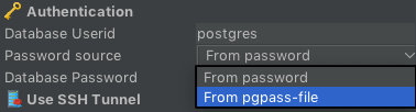 PostgreSQL, Redshift, Yellowbrick, and Greenplum supports reading database connection password from the .pgpass file.
