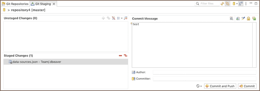 Git integration changes in DBeaver