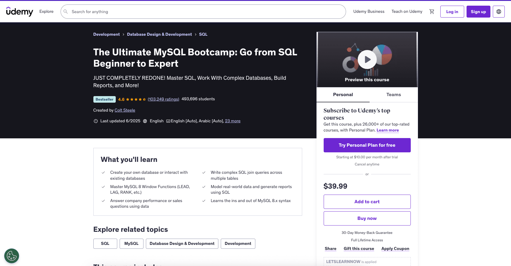 Colt Steeles Ultimate MySQL Bootcamp