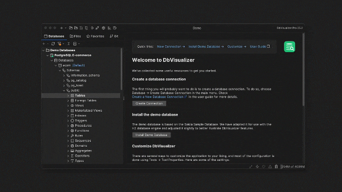 DbVisualizers built-in Git integration in action