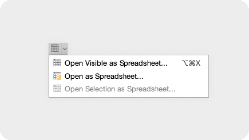 Quick export to spreadsheet.
