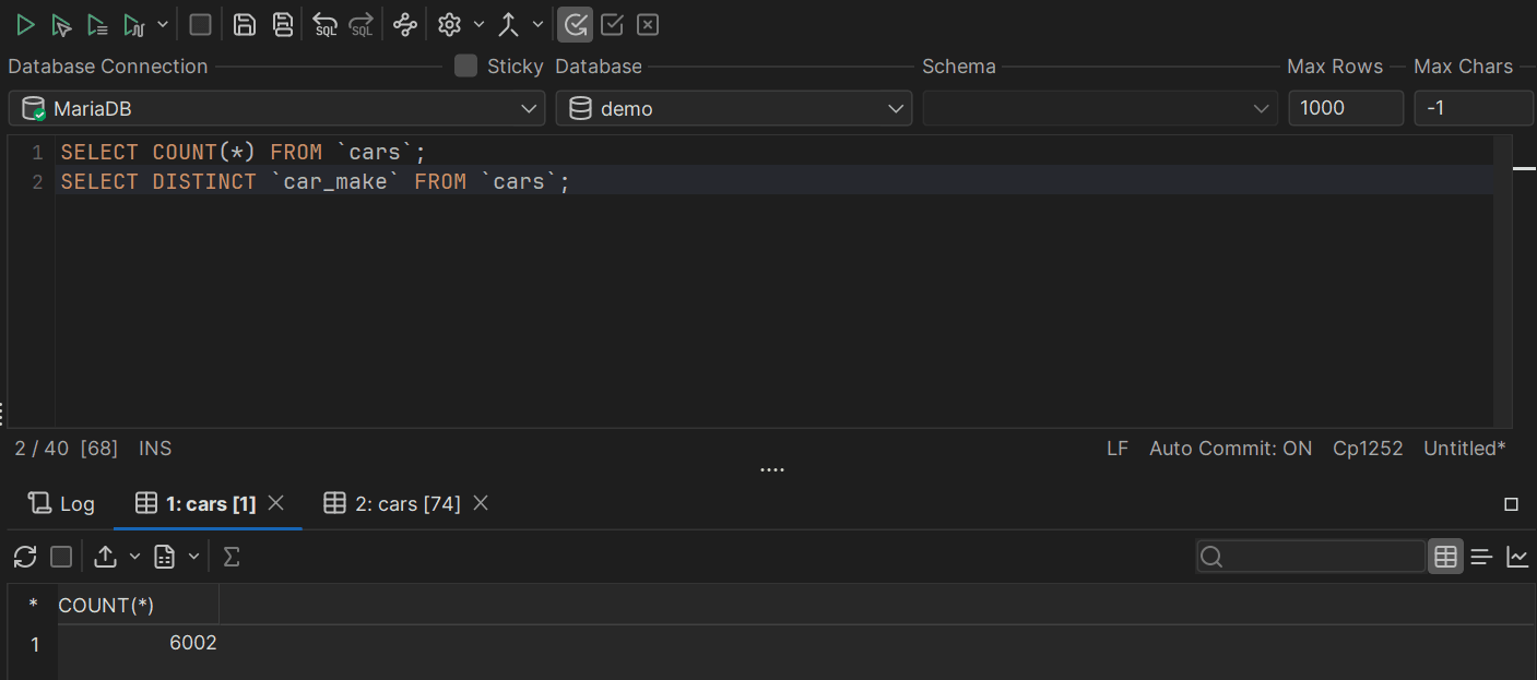 Executing the two queries at the same time in DbVisualizer